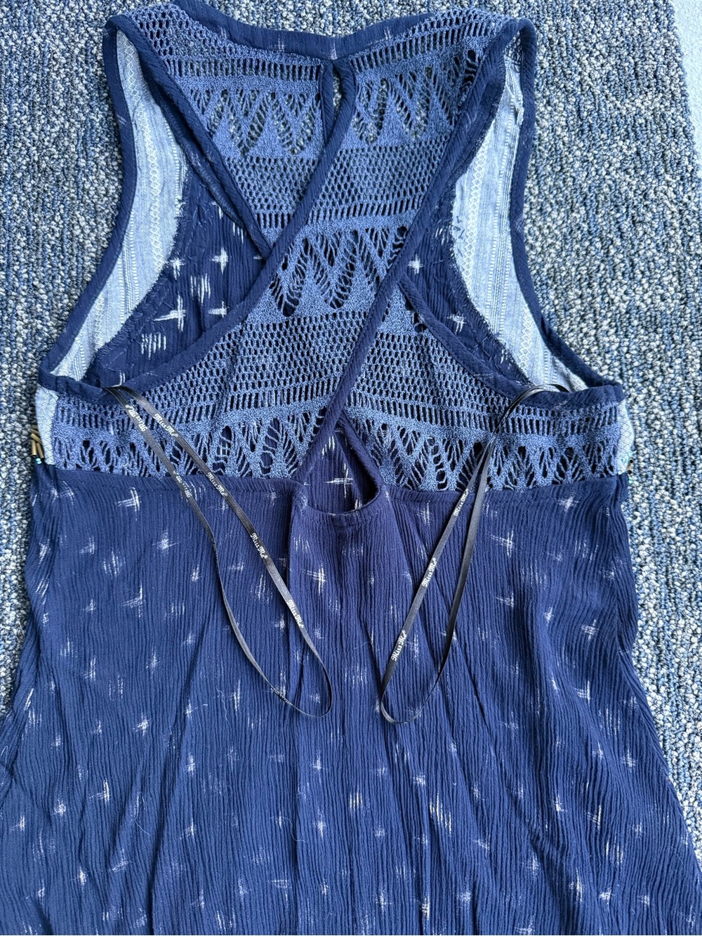 Miss Me Deep Navy Crochet Knit Tank